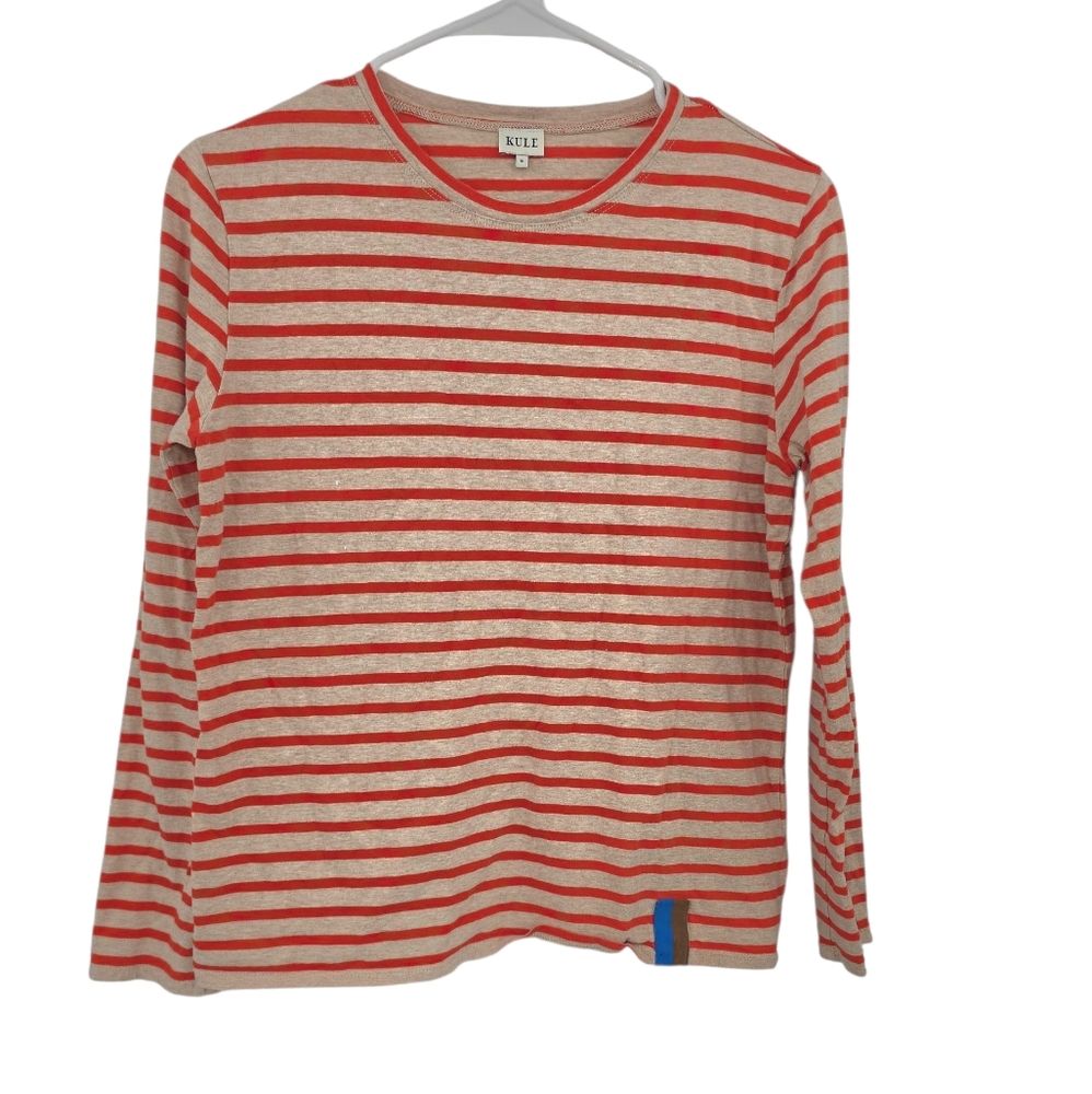 KULE Red and Cream Striped Long Sleeve Tee